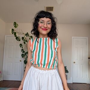 Striped Sleeveless Crop Top